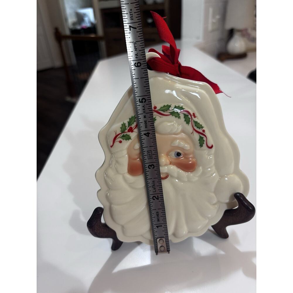 Lenox Holiday Christmas Santa Cookie Press Mold Ornament Porcelain Decor 7" - Picture 3 of 4